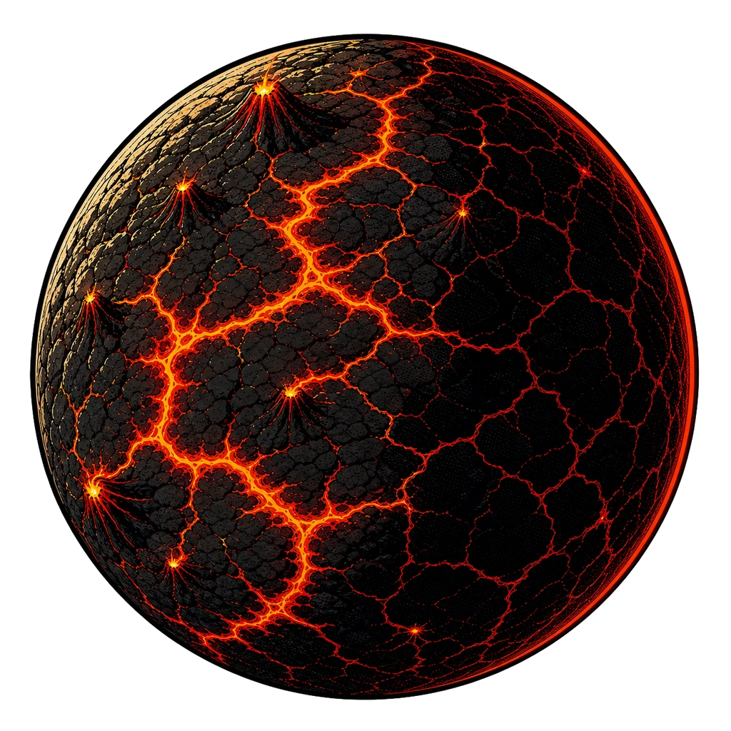 Volcanic world concept render.